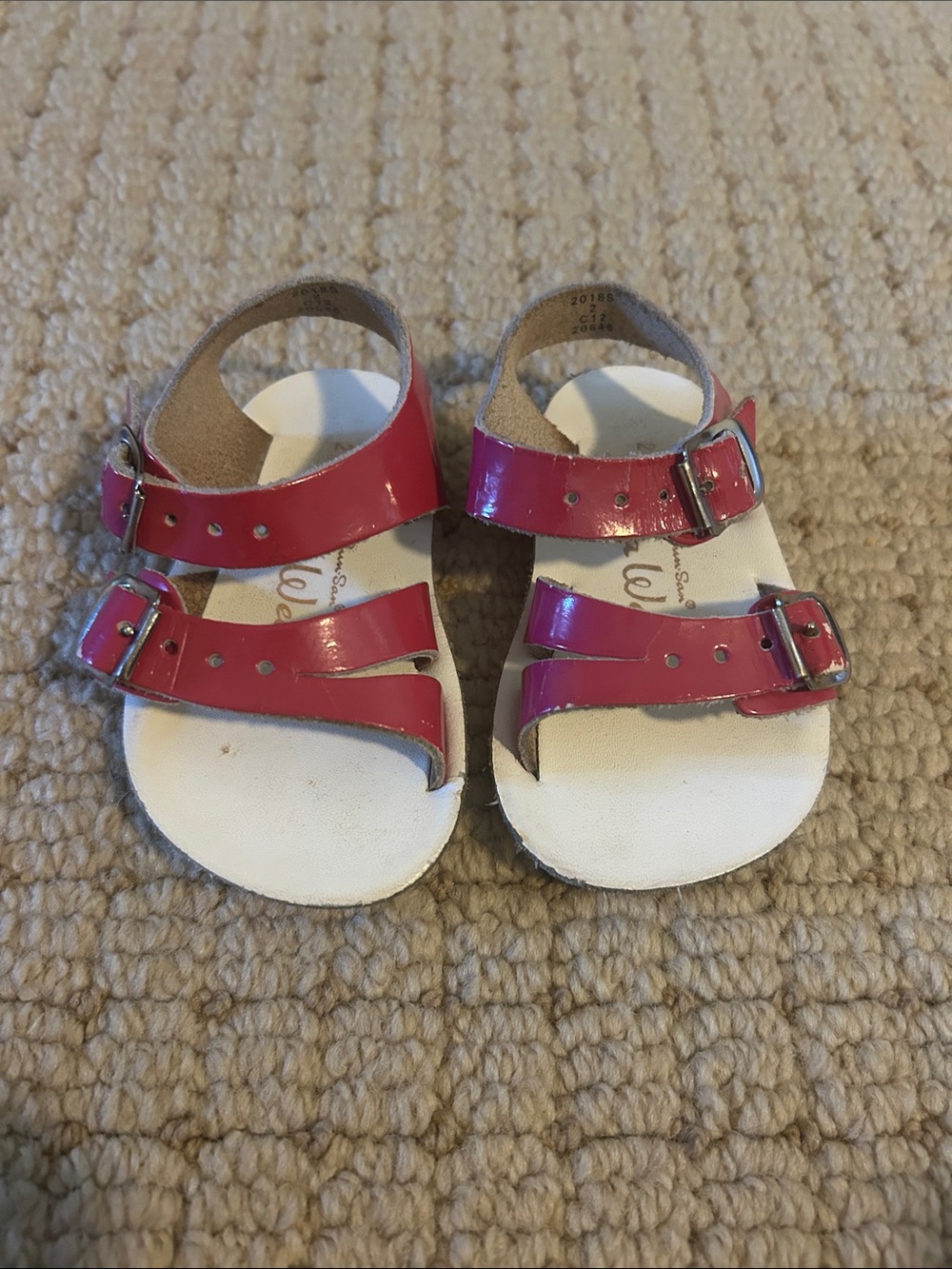 Sun Sans Sea Wee Girls' Pink Patent Leather Two-Strap Sandals